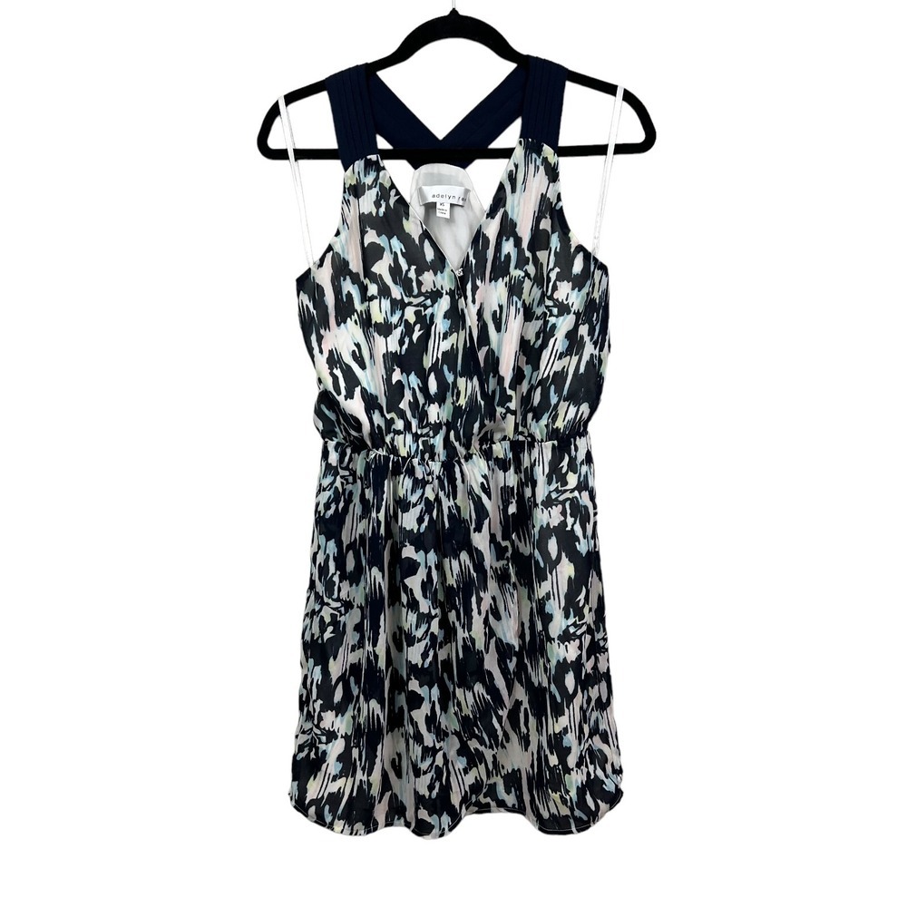 Adelyn RaeIn Halter Dress Stretch V Neck Elastic Waist Blue Green White WomenXS*